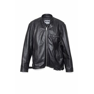 UNIK Leather Motorcycle Jacket Men's Size 52 Black Biker Riding Zip *Flaw